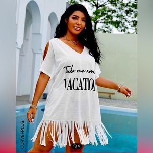 Shein curve swim coverup with fringe. Size 4XL